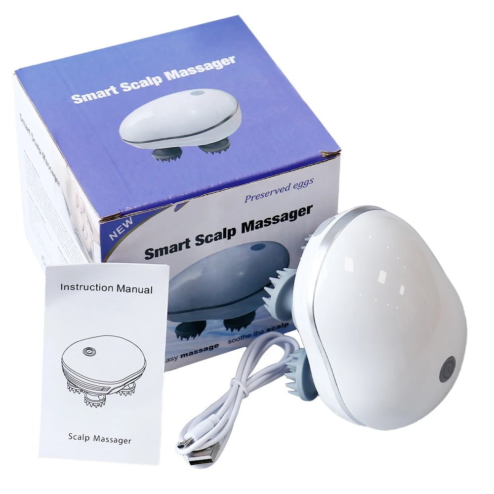 Infrared Smart Scalp Massager Wireless 4 Kneading Massage Heads Body Massager for Hair Growth Stress Kneading Vibration