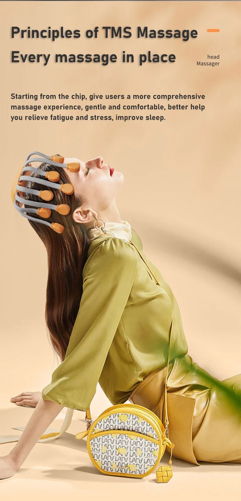 20Massage Heads Orange Scalp Head Massager Red Light Vibrator Octopus Scratcher For Relaxation Stress Migraine - Nuvio Mall