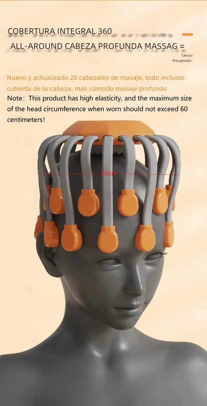 20Massage Heads Orange Scalp Head Massager Red Light Vibrator Octopus Scratcher For Relaxation Stress Migraine - Nuvio Mall