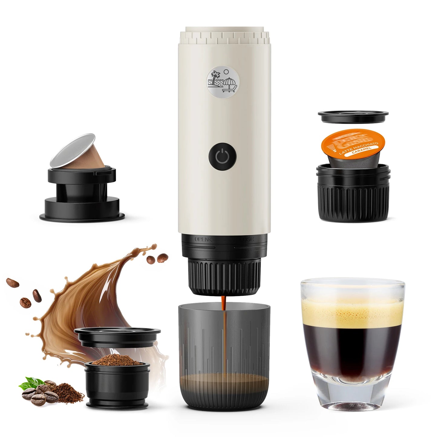 Portable Espresso Machine 3-in-1 Travel Coffee Maker for Camping Hiking Office Self-Heating with USB-C 2026new Nuvio Mall