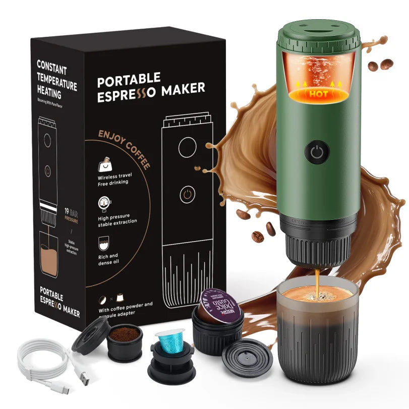 Portable Espresso Machine 3-in-1 Travel Coffee Maker for Camping Hiking Office Self-Heating with USB-C 2026new Nuvio Mall