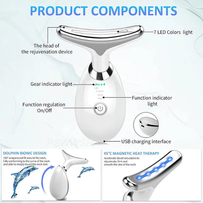 7 in 1 Facial Neck Beauty Device Skin Rejuvenation Face Massage Wrinkle Removal Anti Aging Deplux Lifting Neck Tightening Device Nuvio Mall