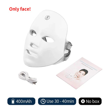 Nuvio™  Wireless 7 Colors LED Face Beauty Machine Photon Facial Neck Skin Tighten Rejuvenation Facial Neck Mask Nuvio Mall