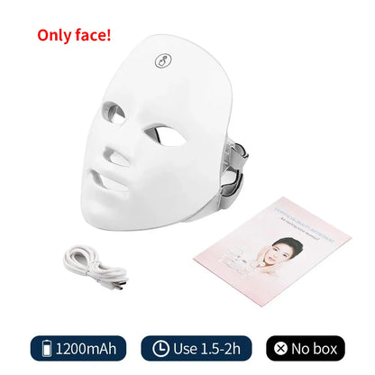 Nuvio™  Wireless 7 Colors LED Face Beauty Machine Photon Facial Neck Skin Tighten Rejuvenation Facial Neck Mask Nuvio Mall