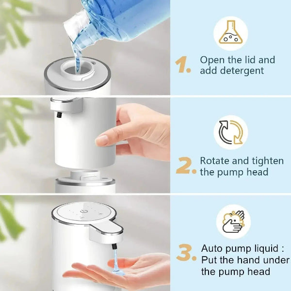 Automatic Liquid/Foma Soap Dispenser, Touchless Electric Dispenser, USB Rechargeable with Infrared Sensor for Bathroom
