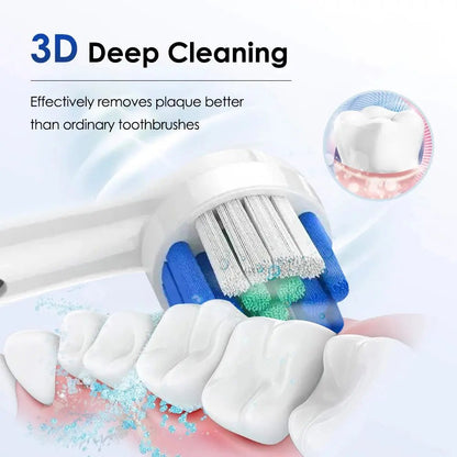 Electric Toothbrush Rotary Rechargeable Electric Tooth Brush for Adults Rotating Electric Teeth Brush with 8 Replacement Heads - Nuvio Mall