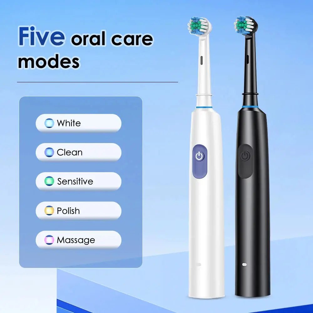 Electric Toothbrush Rotary Rechargeable Electric Tooth Brush for Adults Rotating Electric Teeth Brush with 8 Replacement Heads - Nuvio Mall