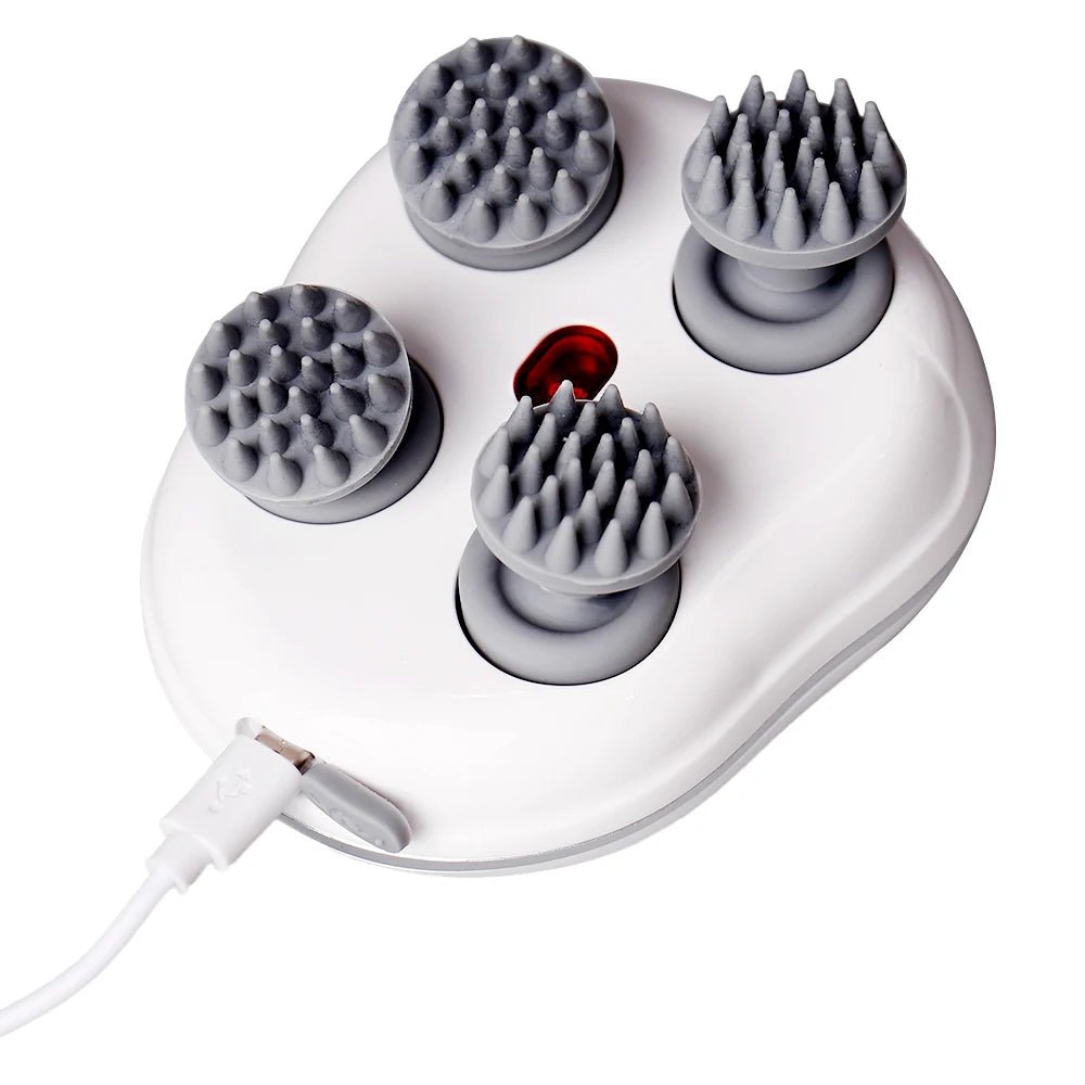 Infrared Smart Scalp Massager Wireless 4 Kneading Massage Heads Body Massager for Hair Growth Stress Kneading Vibration