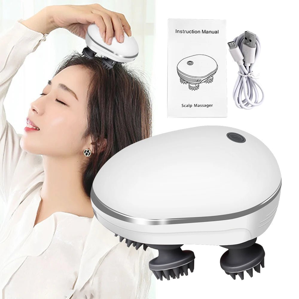 Infrared Smart Scalp Massager Wireless 4 Kneading Massage Heads Body Massager for Hair Growth Stress Kneading Vibration